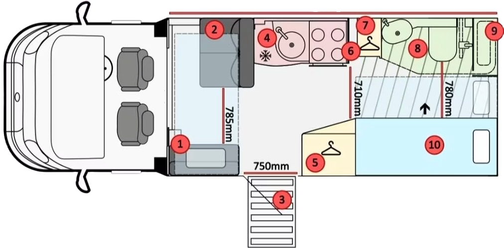 Detailed Motorhome Floor Plan Layout